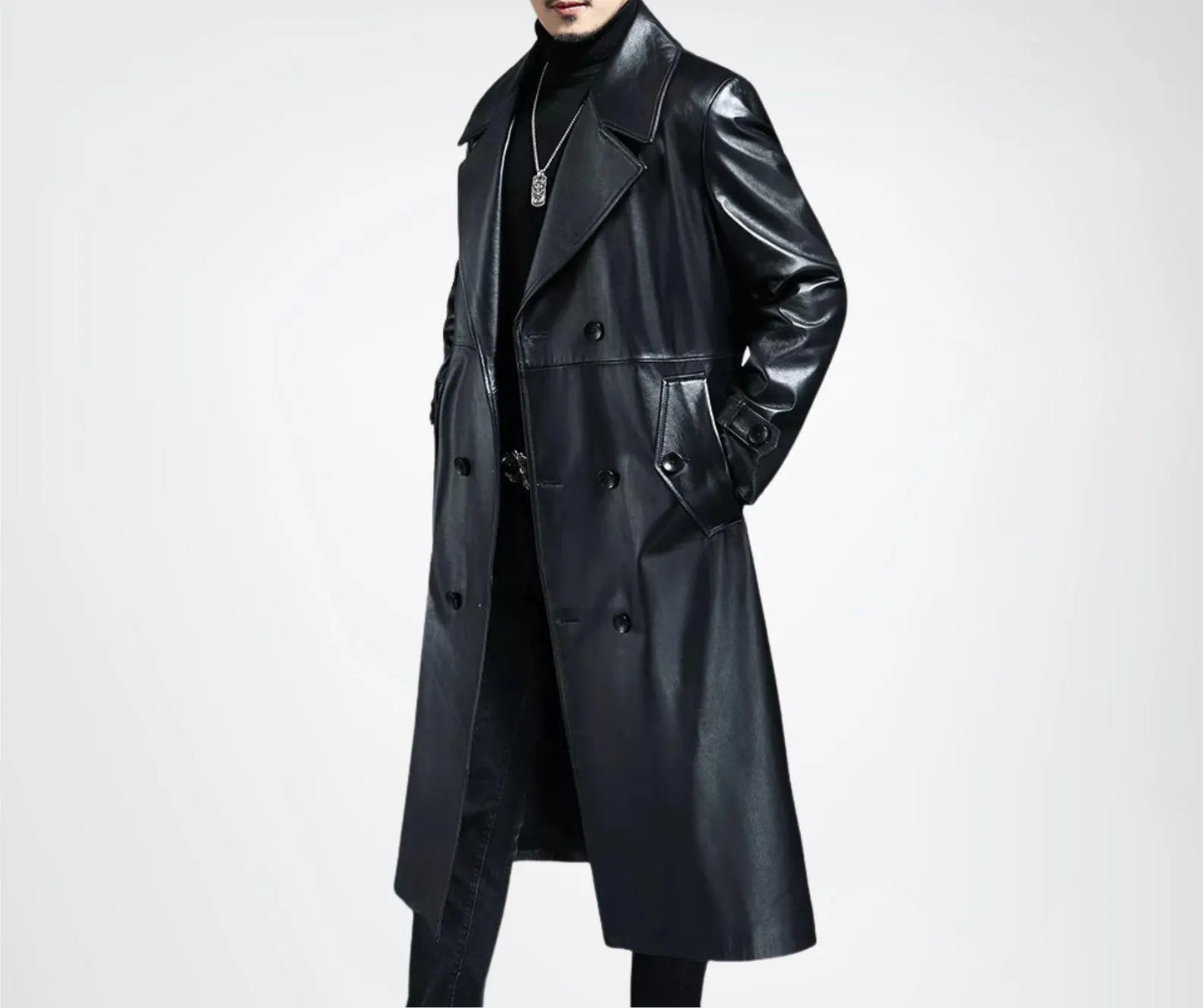 men's tall long leather coats