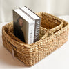 Set of 3 hand woven dried water hyacinth wicker storage basket