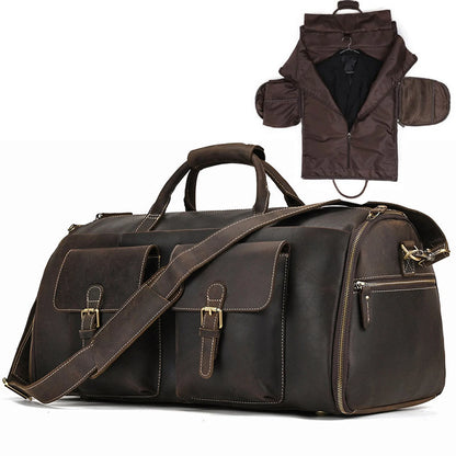 Leather duffle bag Suit Bag