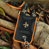 Leather Crossbody Phone Bag with Gothic Cross Hardware