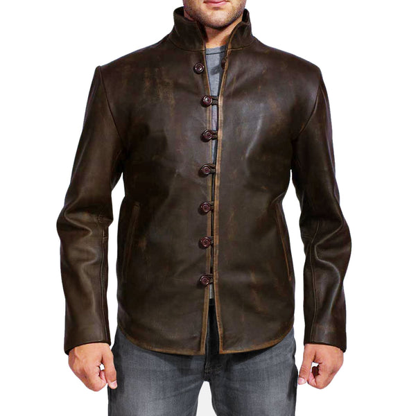 Handmade Vintage Distressed Brown Leather Jacket For Men