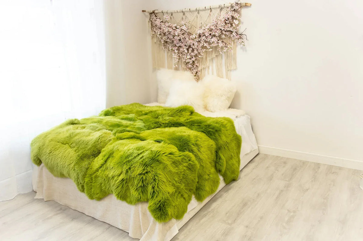 Natural Giant Green Sheepskin Rug