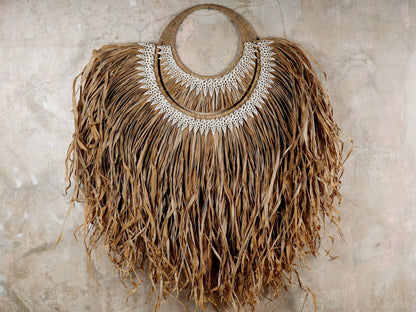 The papua natural raffia and shells wall hanging decor