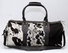 Black White Cow Fur Overnight Bag