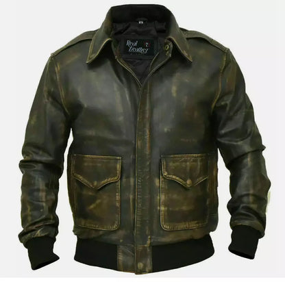 Men's Aviator Leather Jacket Distressed