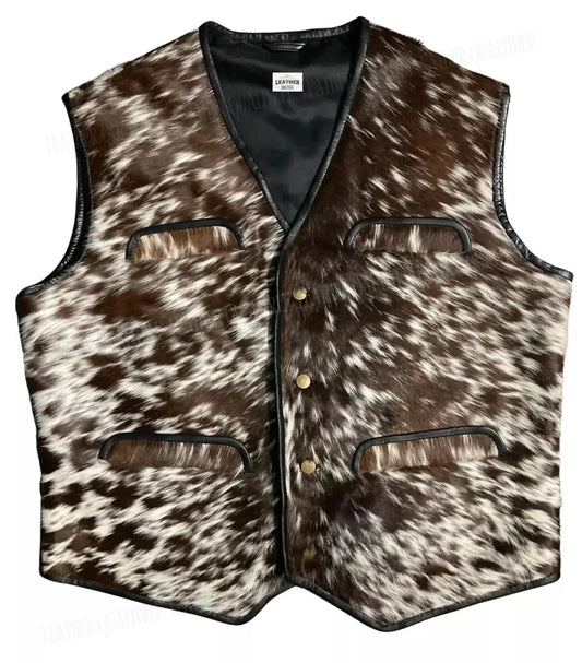 hair on cowhide vest speckled