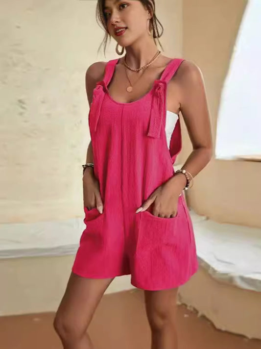 Women's Summer Overall Knot Strap Romper