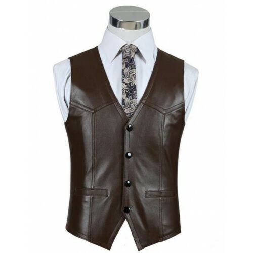 Authentic Men's Brown Leather Vest