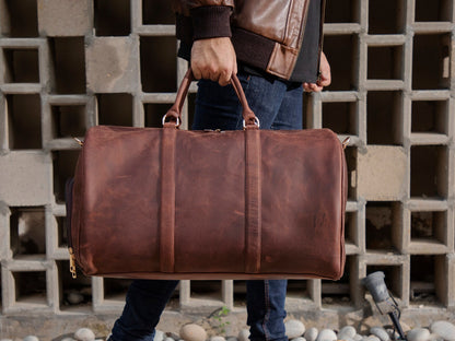 Real Leather Duffle Weekender Bag