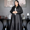 Women Long Leather Coat Plus Size Trench with Button Front