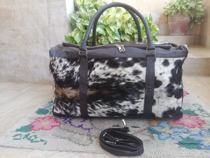 Spotted Cowhide Leather Weekender Bag