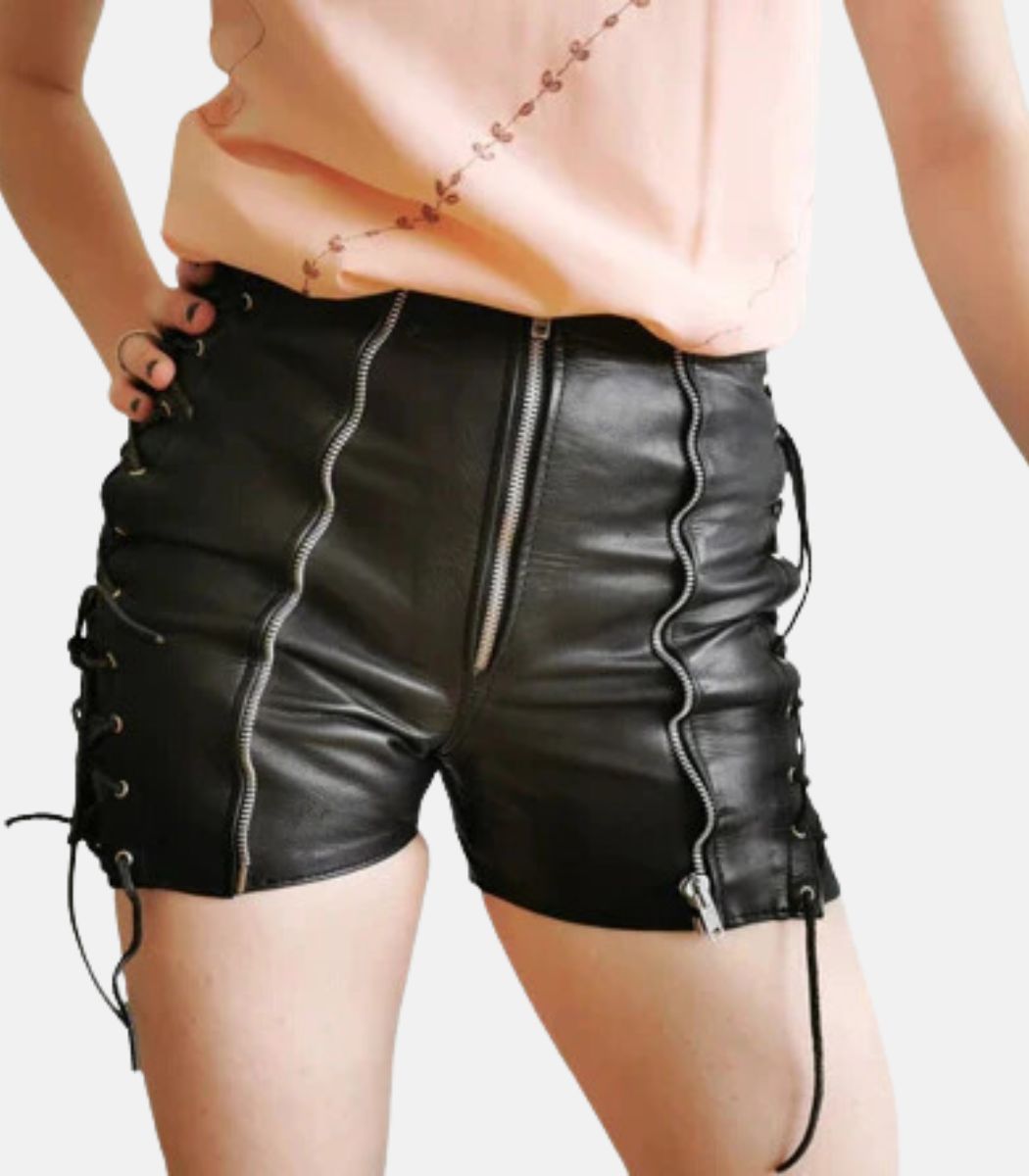 Women’s Black Leather Shorts