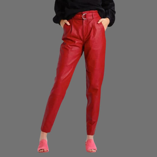 red leather pants womens