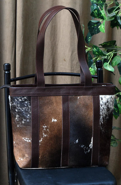 Tricolor Cowhide Leather Large Shoulder Bag