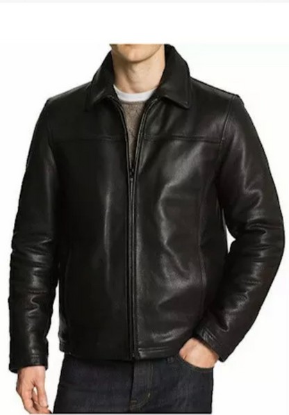 Mens Genuine Leather Jacket Flight Bomber