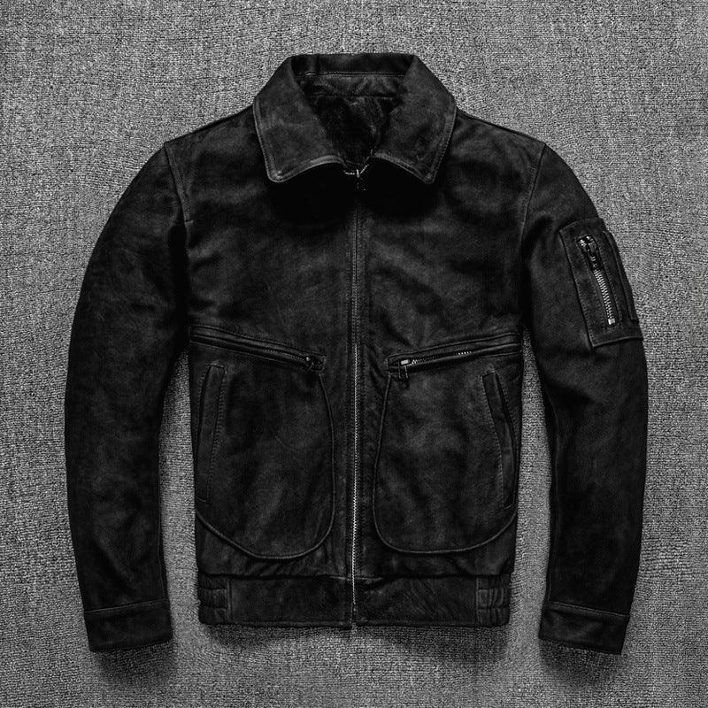 Men’s Suede Cowhide Retro Motorcycle Jacket