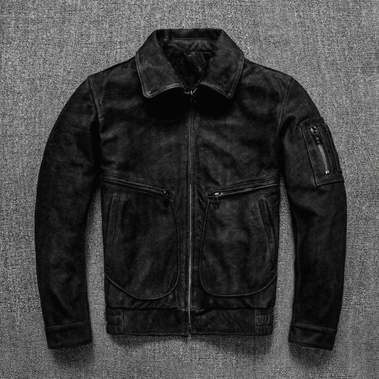 Men’s Suede Cowhide Retro Motorcycle Jacket