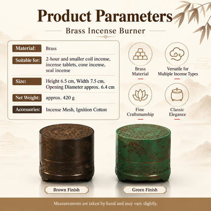 Incense Burner in Brass with Decorative Koi Lid for Home