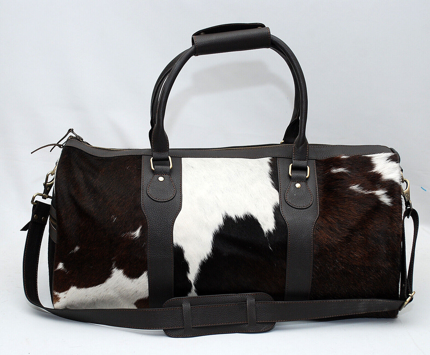 Hair On Cowhide Tricolor Weekender Bag