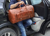 Genuine Brown Leather Duffle Weekender Bag