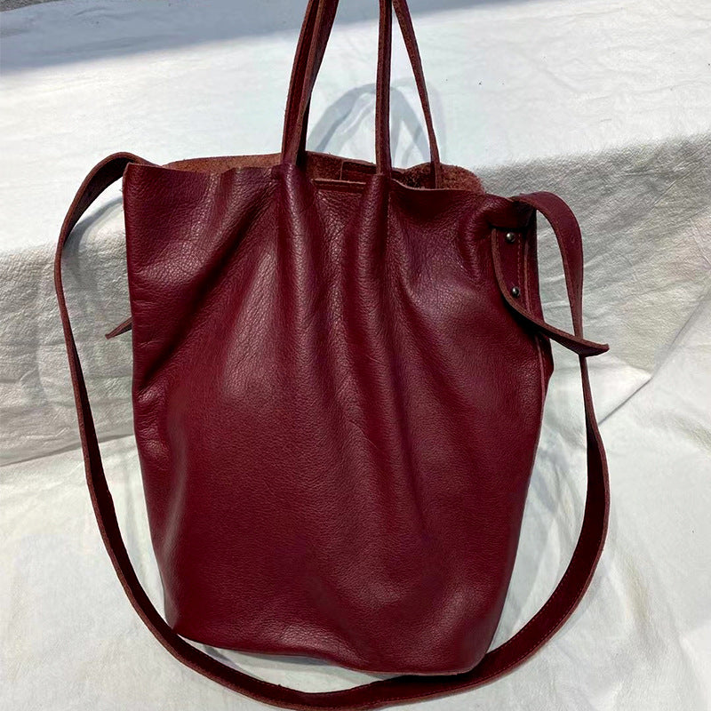Women Genuine Leather Large Tote Shoulder Bag