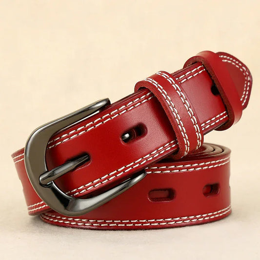 Women’s Genuine Cowhide Hollow Pin Belt 2.8cm Wide 1