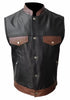 Men's Real Black and Brown Real Leather Vest