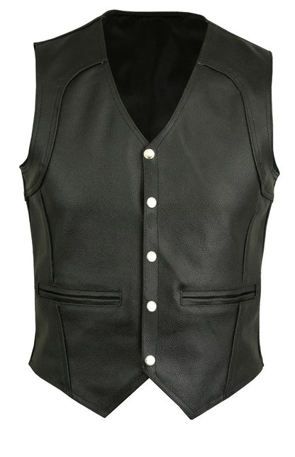 Mens Real Cowhide Leather Vest Waistcoat