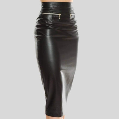 Ladies Tight Fitting Leather Skirt