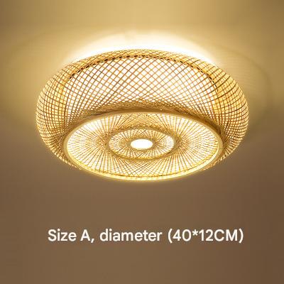 Bamboo woven flush mount ceiling light 1 110V-120V For US CA
