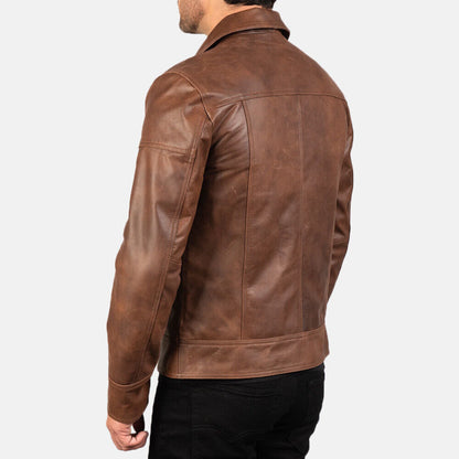 Classic Brown Antique Fashion real leather jacket