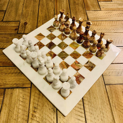 Handmade Vintage Marble Chess Board 15"