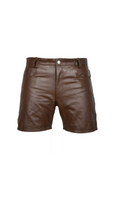 Brown Real Leather Casual Shorts