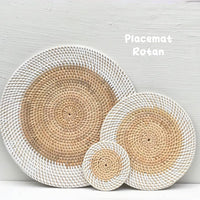 White Round Boho Rattan Placement