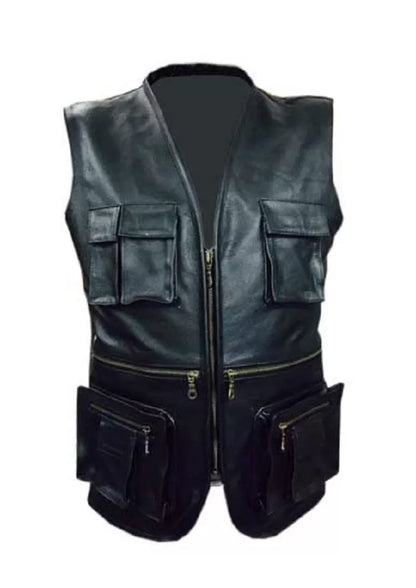 Mens leather motorcycle vest