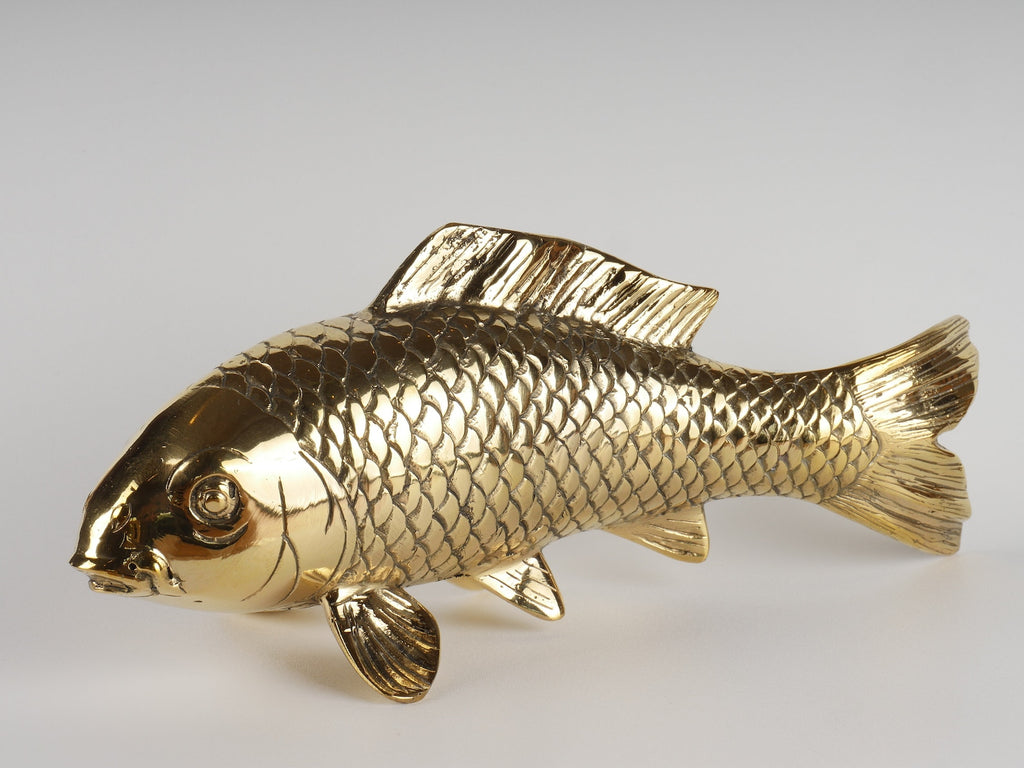 Elegant Brass Koi Fish Statue Decor