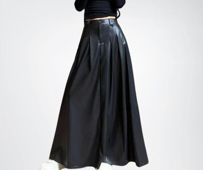 Women's Real Leather Full Length Skirt Maxi