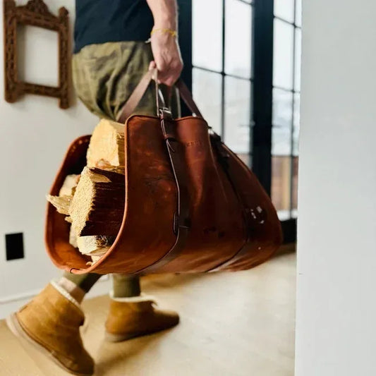 Leather Firewood log carrier