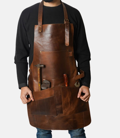 Genuine leather Work Apron With Pockets