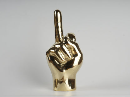 Brass Sculpture Hand Finger Sign Decor