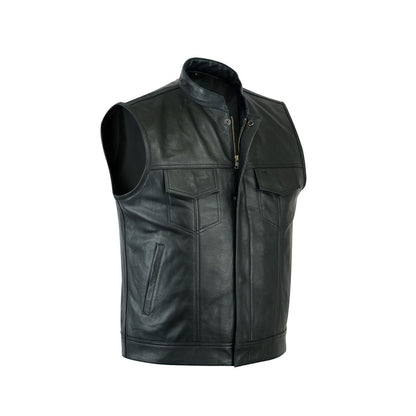 Genuine Black Leather Vest Waistcoat