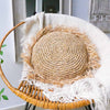 Raffia seagrass round fringed pillow cover