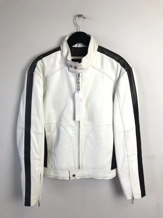 Men's Leather Retro Jacket with Black Panel