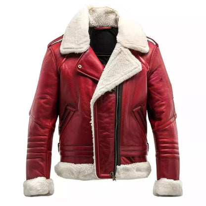 men shearling leather coat with fur