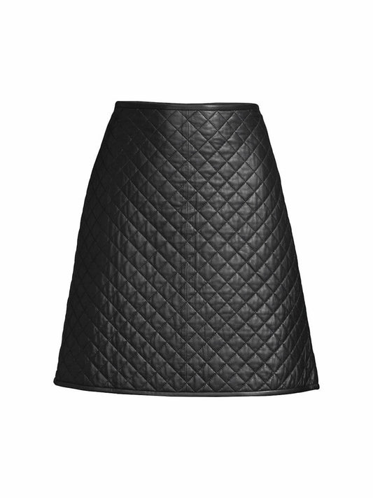 Handmade women quilted genuine leather skirt