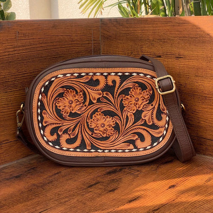 Tooled Leather Crossbody Sling Cowgirl Purse