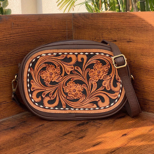 Tooled Leather Crossbody Sling Cowgirl Purse
