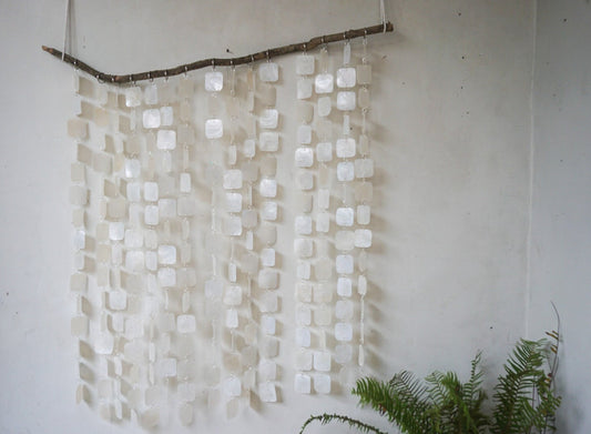 Square White capiz shell wall hanging