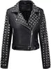 Women's with metal studded motor bike leather jacket