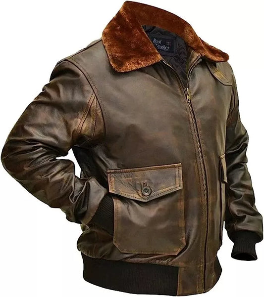 Genuine Leather Shearling Fur Men's Jacket